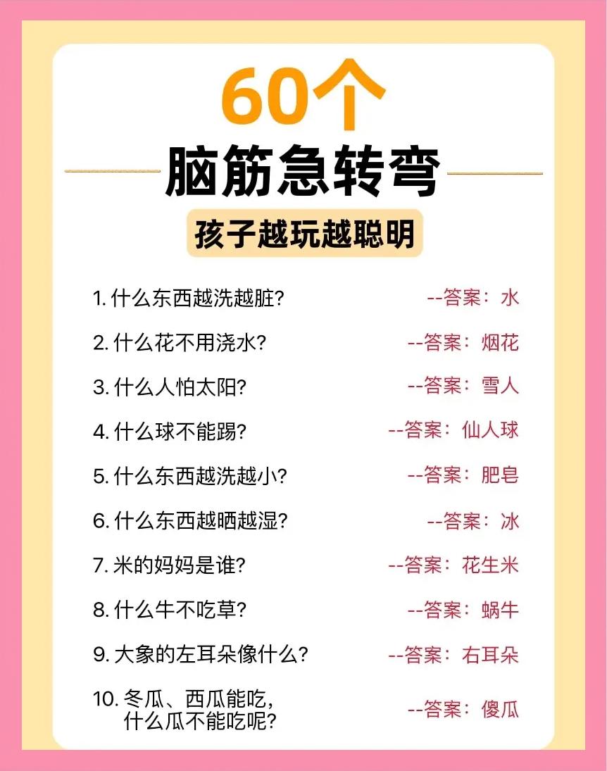 腦筋急轉(zhuǎn)彎:什么瓜不能吃。什么路不能走?什么帶不能系