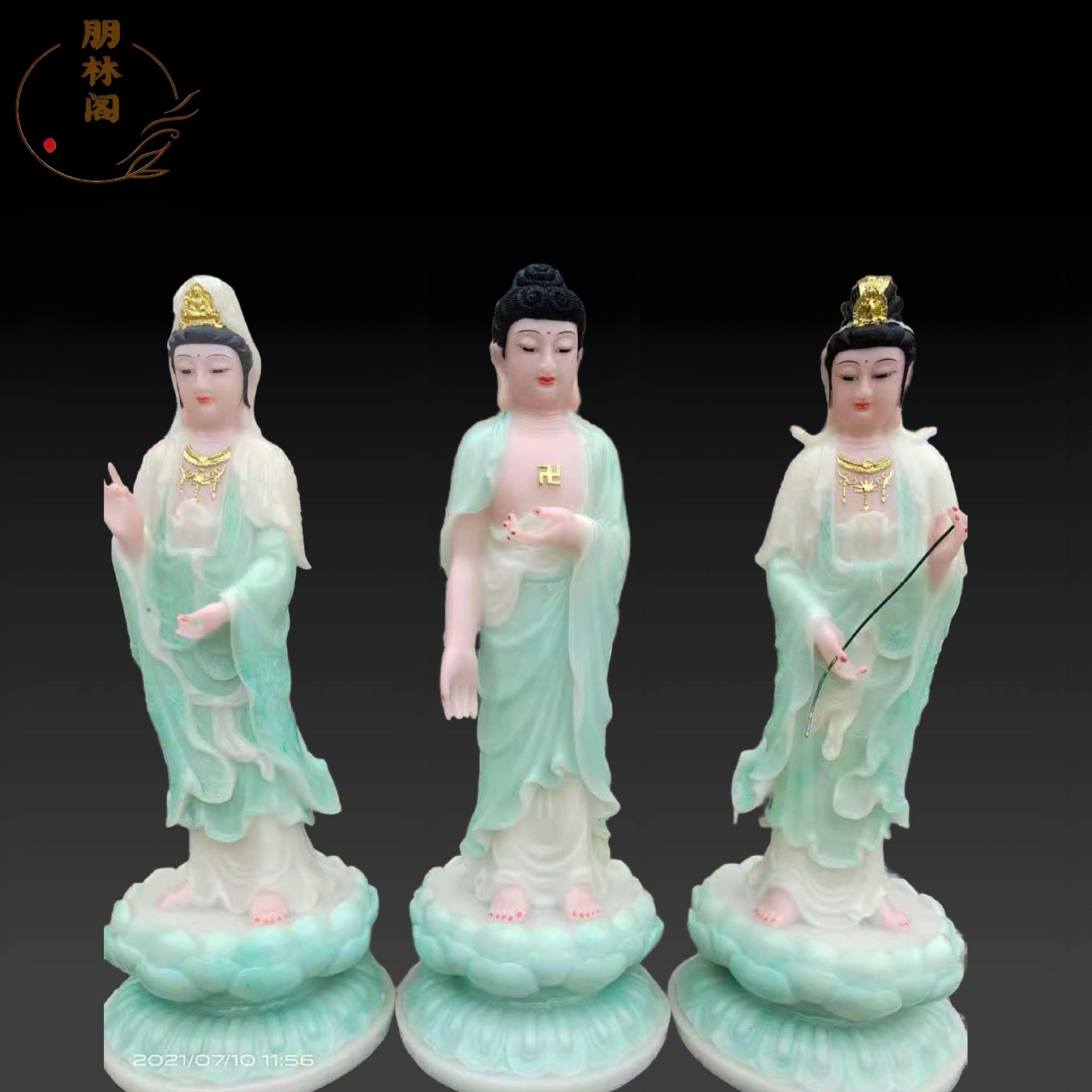 西方三圣雕塑大勢至菩薩雕塑觀音大士菩薩佛像法相莊嚴